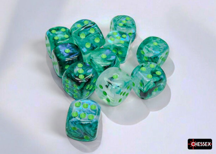 CHX 27795 Borealis Kelp/light green Luminary 16mm d6 Dice Block (12 dice)