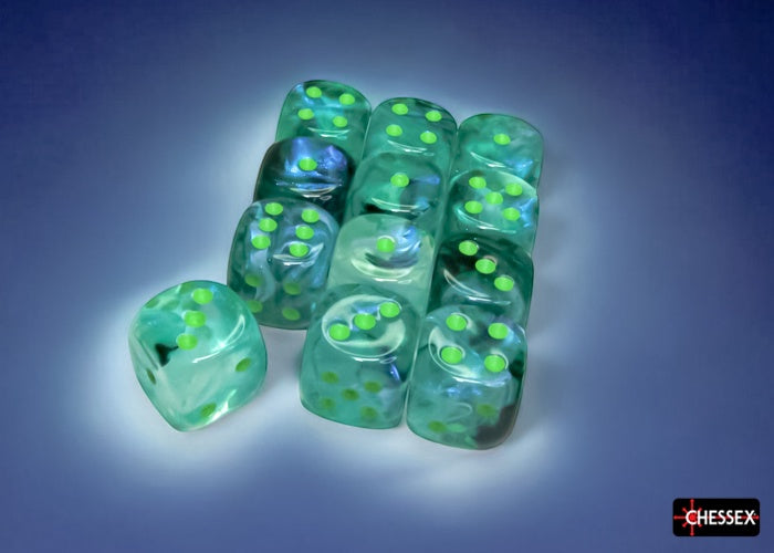 CHX 27795 Borealis Kelp/light green Luminary 16mm d6 Dice Block (12 dice)
