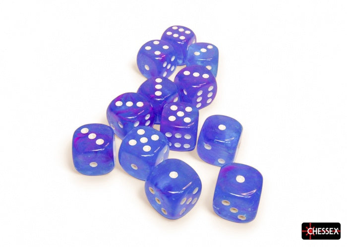 CHX 27767 Nebula Aura/white Luminary 16mm d6 Dice Block (12 dice)