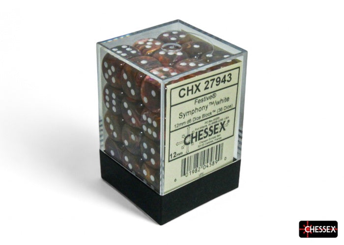 CHX 27943 Festive Symphony/white 12mm d6 Dice Block (36 dice)