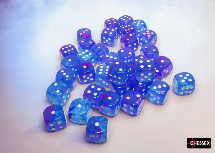CHX 27967 Nebula Aura/white Luminary 12mm d6 Dice Block (36 dice)