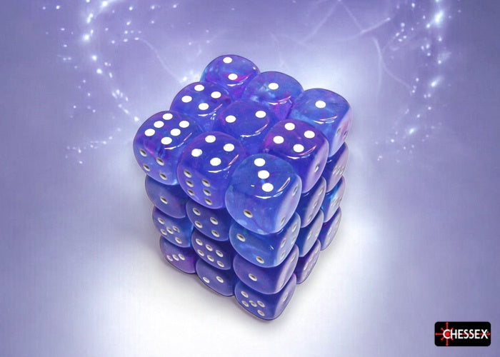 CHX 27967 Nebula Aura/white Luminary 12mm d6 Dice Block (36 dice)