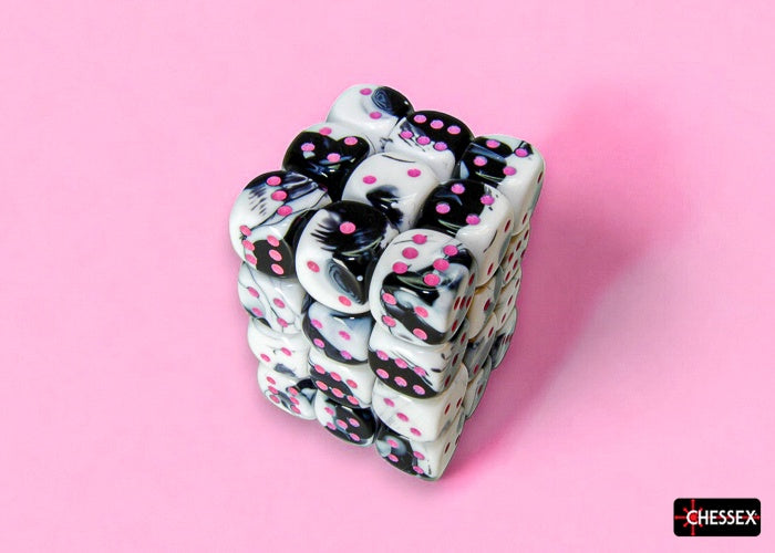 Chessex 12mm d6 Gemini Black-White/Pink CHX 26869