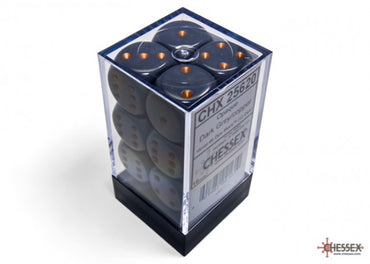 Chessex Opaque 16mm D6 Dark Grey/copper Dice Block (12 dice)