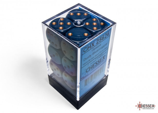 Chessex Opaque 16mm D6 Dusty Blue/copper Dice Block (12 dice)