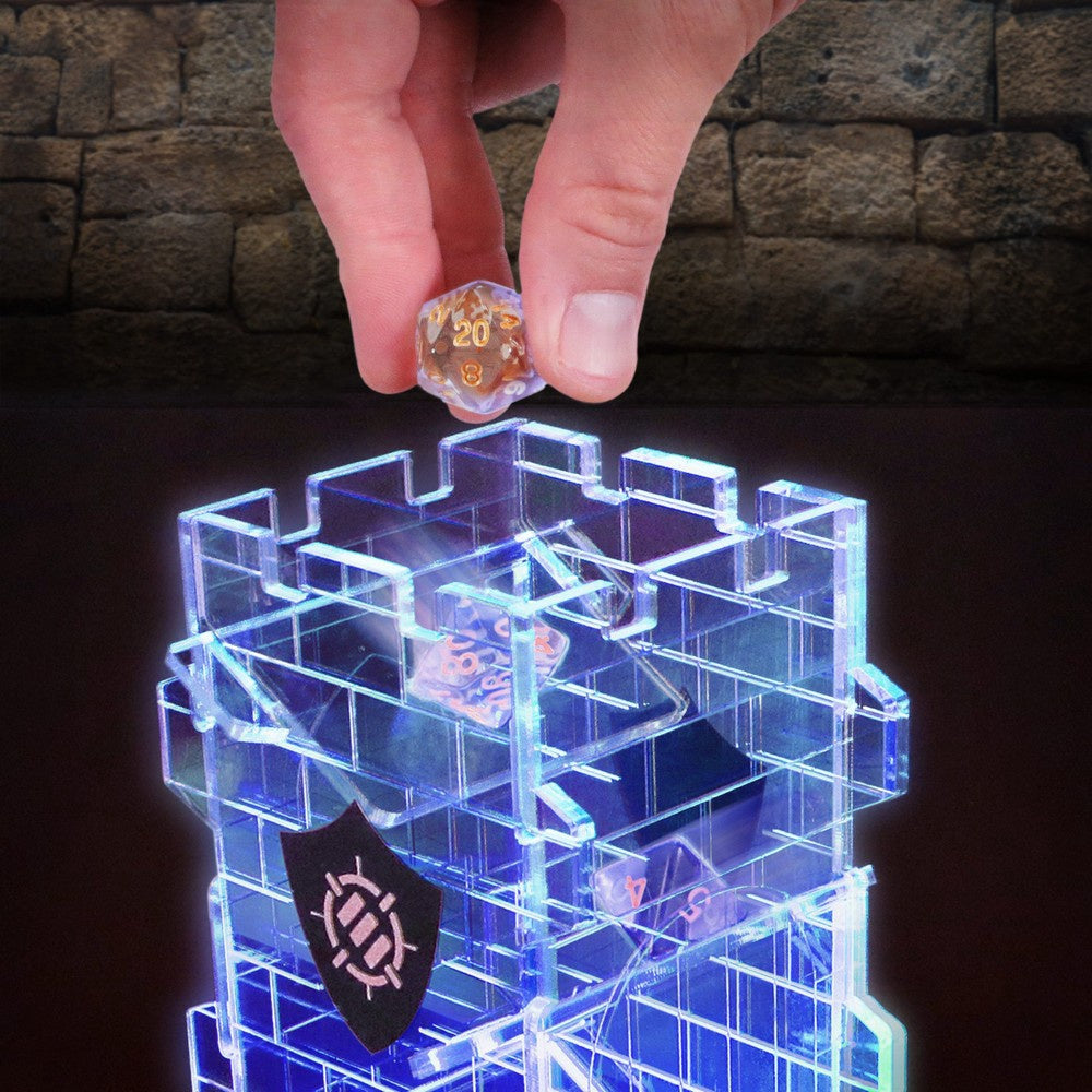 ENHANCE Tabletop LED Dice Tower and 7pc Clear Dice Set