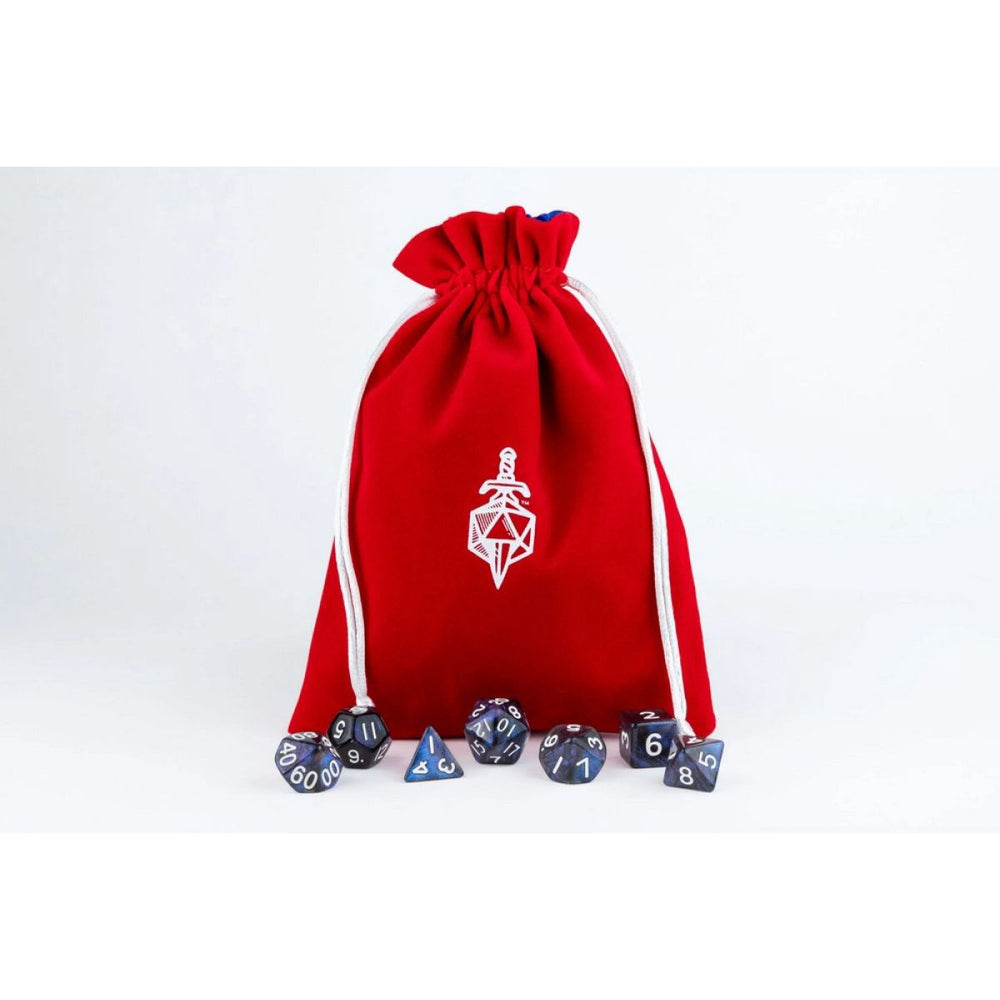 Fanroll: Large Velvet Dice Bag: Red w/ Blue Satin