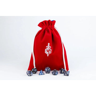 Fanroll: Large Velvet Dice Bag: Red w/ Blue Satin