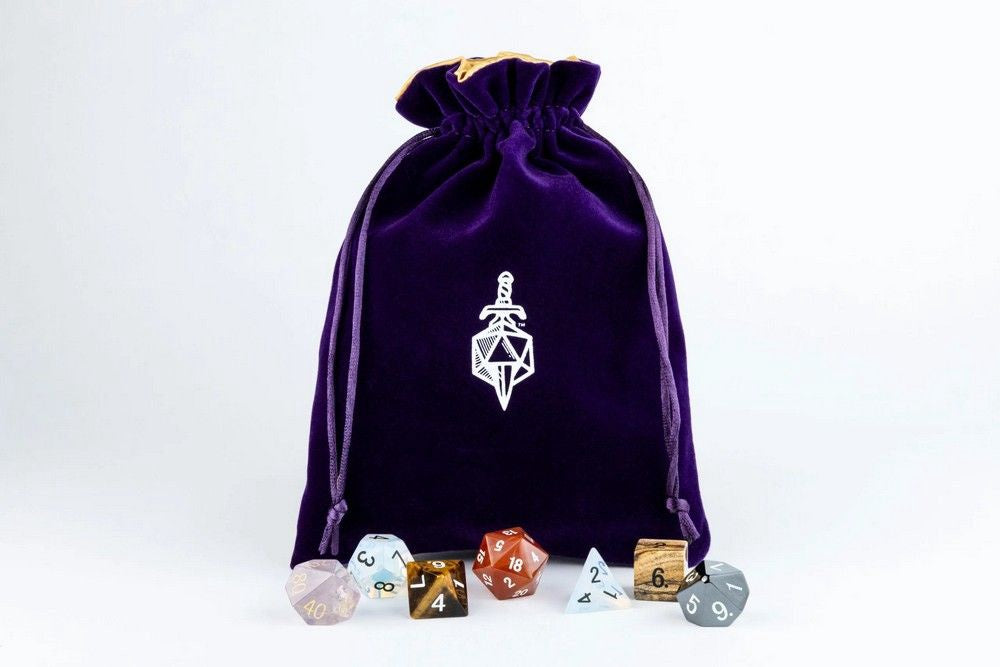 Fanroll: Large Velvet Dice Bag: Purple w/ Gold Satin