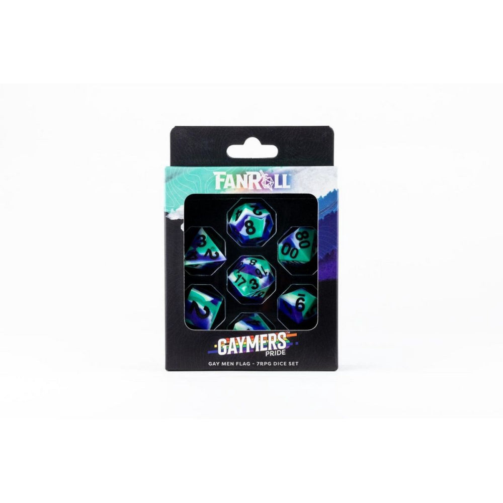 Fanroll: 16mm Pride Sharp Edge Silicone Rubber Poly Dice Set: Gay Men