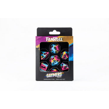 Fanroll: 16mm Pride Sharp Edge Silicone Rubber Poly Dice Set: Pansexual