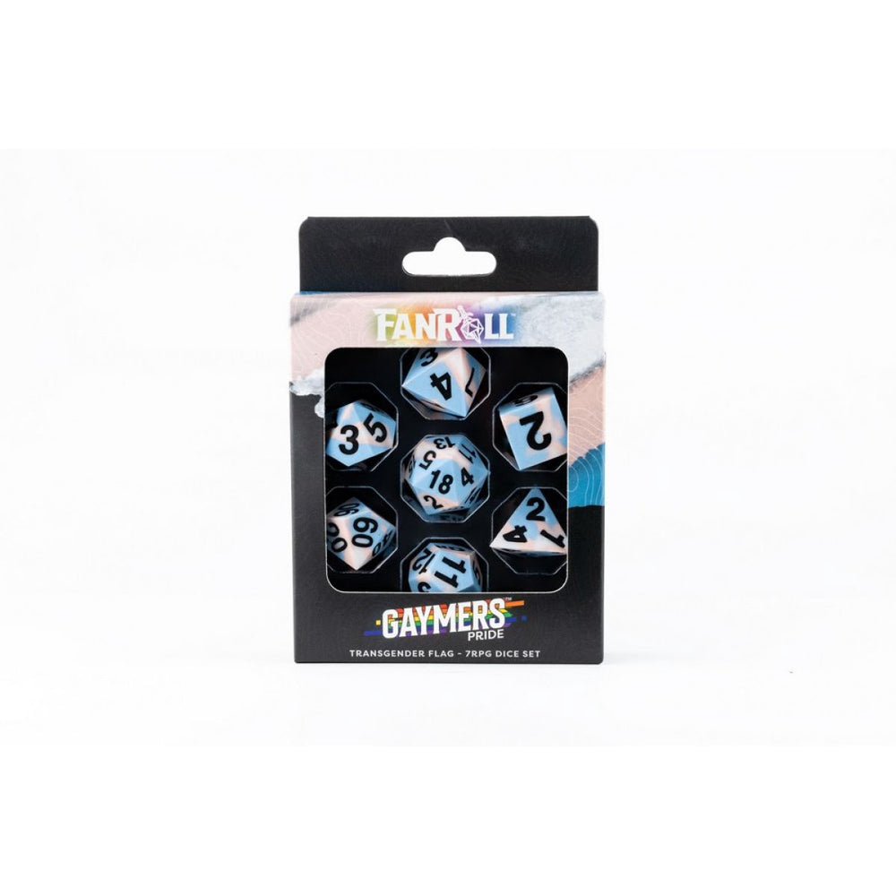 Fanroll: 16mm Pride Sharp Edge Silicone Rubber Poly Dice Set: Transgender