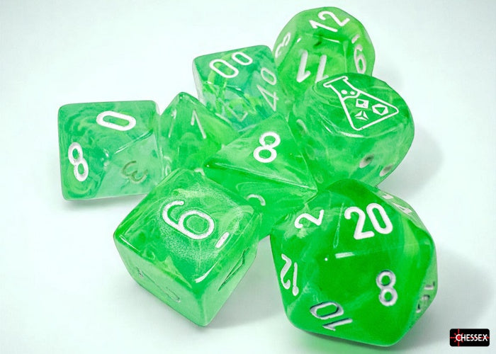 CHX 30074 Nebula Gelatinous/white Polyhedral 7-Dice Set (with bonus die)