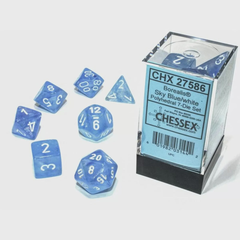 CHX 27586 Borealis Polyhedral Sky Blue/White Luminary 7-Die Set