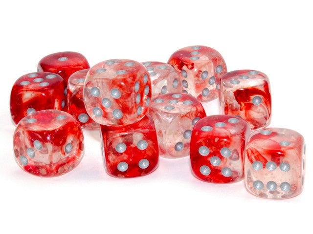 Chessex 16mm D6 Dice Block Nebula Red/Silver w/Luminary