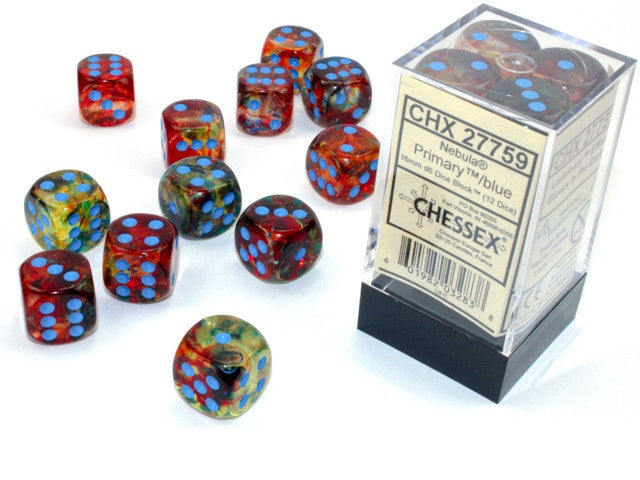 Chessex 16mm D6 Dice Block Nebula Primary/Blue w/Luminary