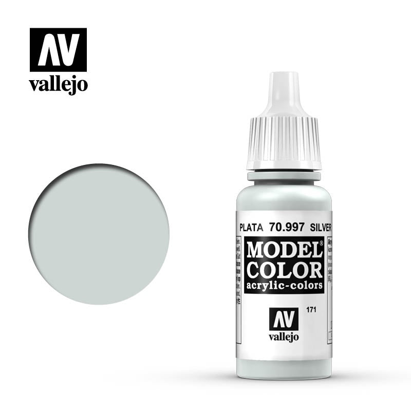 Vallejo Model Color: #195 - Silver - 18 ml Metallic Acrylic Paint