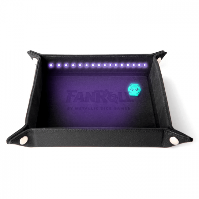 MDG Fold Up Velvet Dice Tray w/ PU Leather Backing: Blacklight