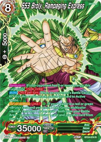 SS3 Broly, Rampaging Express (Collector Booster) (BT24-074) [Beyond Generations]