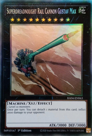 Superdreadnought Rail Cannon Gustav Max [RA04-EN063] Prismatic Collector's Rare