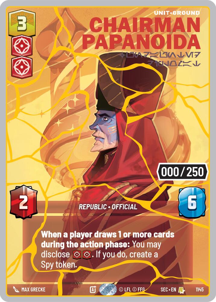 Chairman Papanoida - Undaunted Diplomat (1145) (Serialized) (Gold) (1145) [Secrets of Power]