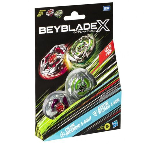 Beyblade X Chain Incendio 5-60HT and Arrow Wizard 4-60N Top Dual Pack Set