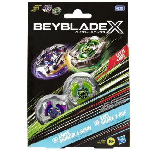Beyblade X Knife Shinobi 4-80Hn And Keel Shark 3-80F Top Dual Pack Set