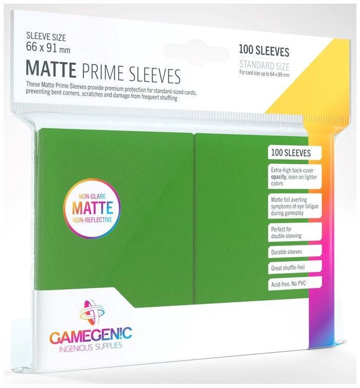 Gamegenic Matt Prime Card Sleeves Green (66mm x 91mm) (100 Sleeves Per Pack)