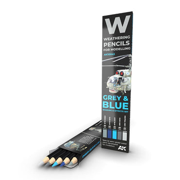AK Interactive - Weathering Pencils Sets - Grey And Blue Shading & Effects Set