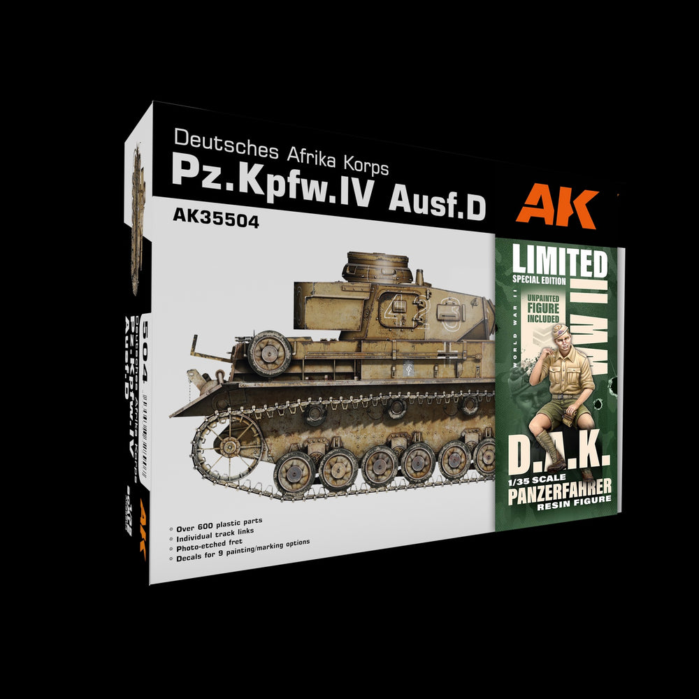 AK Interactive 1/35 Pz.Kpfw.IV Ausf.D Afrika Korps + DAK Panzerfahrer Plastic Model Kit