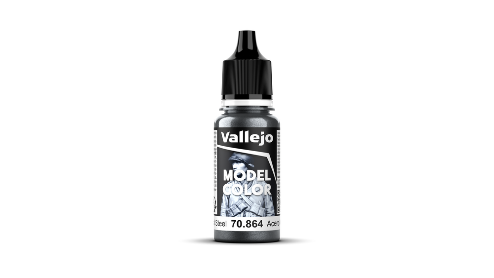 Vallejo Model Color: #197 - Natural Steel - 18 ml Metallic Acrylic Paint