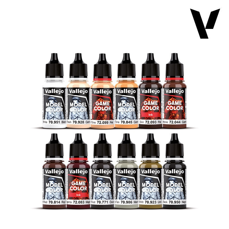 Vallejo Essential Paint Set by Squidmar Miniatures - 12 Acrylic Paints + Exclusive Miniature