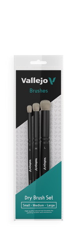 Vallejo Hobby Brushes: Dry Brush Set - Natural Hair (S, M & L)