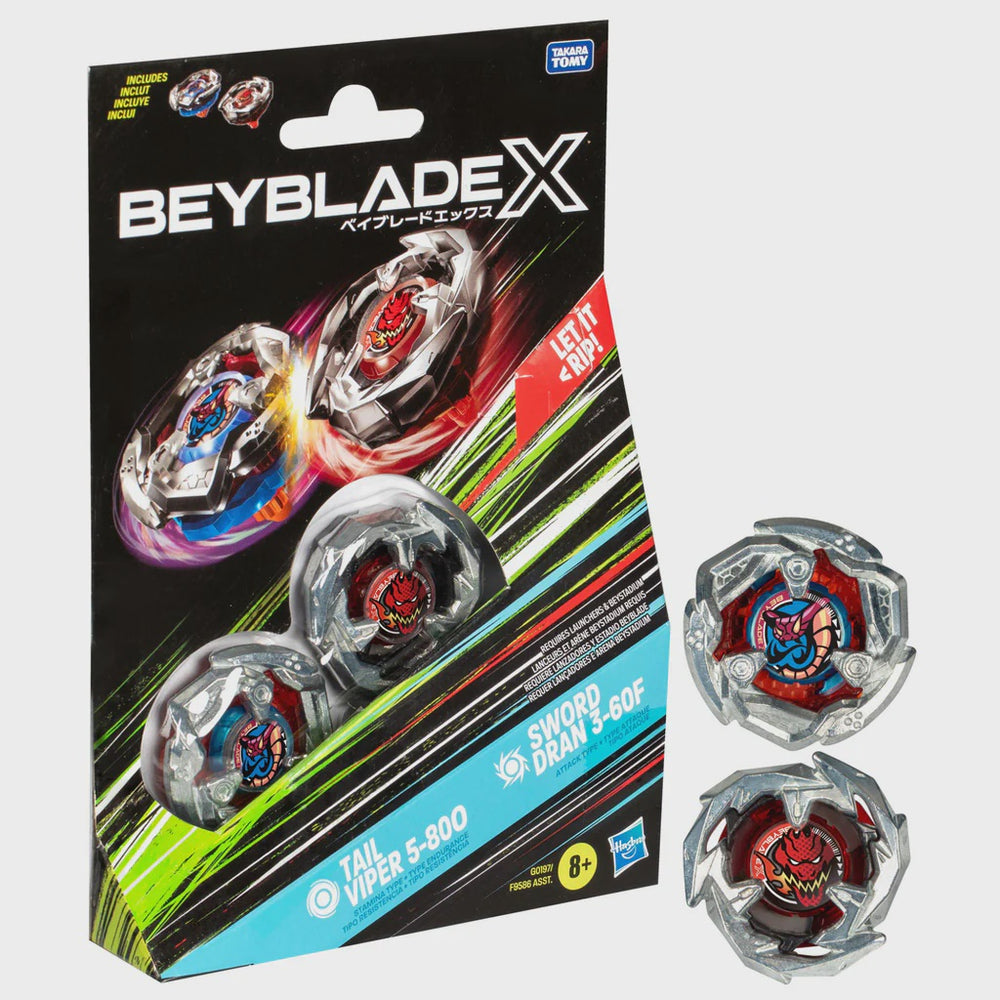 Beyblade X Tail Viper 5-80O and Sword Dran 3-60F Top Dual Pack Set