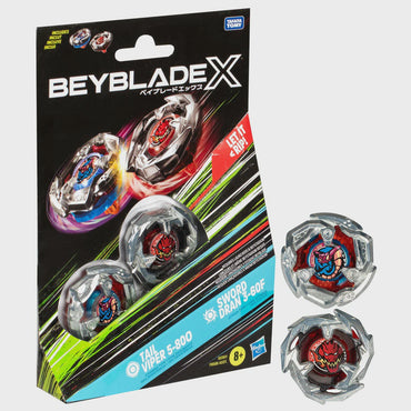 Beyblade X Tail Viper 5-80O and Sword Dran 3-60F Top Dual Pack Set