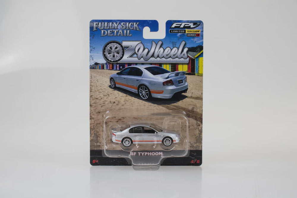 1:64 Oz Wheels FSD Road Series 3 - FPV BF Typhoon - Silver w/Orange Stripes