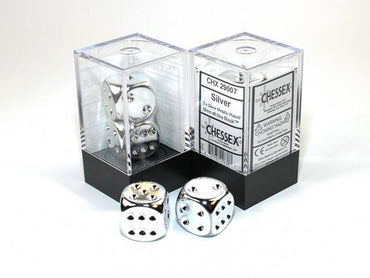 Chessex 16mm D6 Pair Metallic Silver