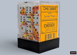 Chessex: Brush Sunrise/Black 12mm D6 Dice Block (36 Dice)