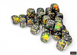 Chessex: Brush Deep Forest/Gold 12mm D6 Dice Block (36 Dice)