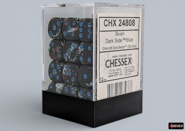 Chessex: Brush Dark Side/Blue 12mm D6 Dice Block (36 Dice)