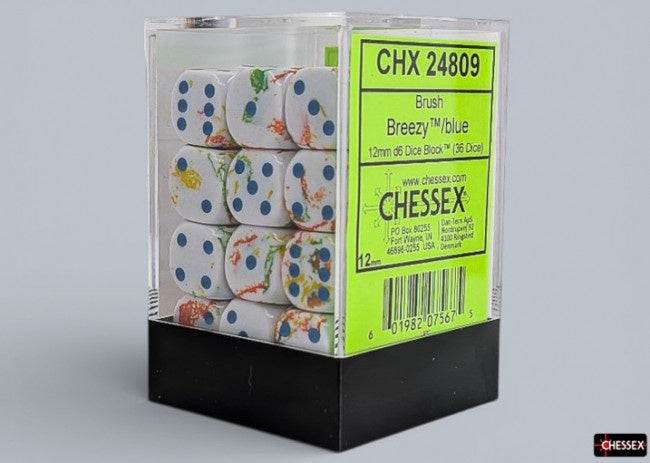 Chessex: Brush Breezy/Blue 12mm D6 Dice Block (36 Dice)