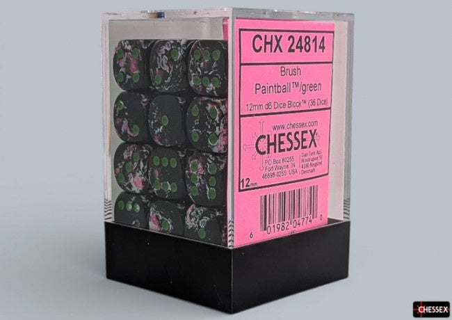 Chessex: Brush Paintball/Green 12mm D6 Dice Block (36 Dice)