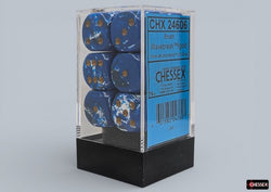 Chessex: Brush Wavebreak/Gold 16mm D6 Dice Block (12 Dice)
