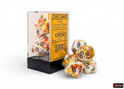 Chessex: Brush Polyhedral Sunrise/Black 7-Die Set