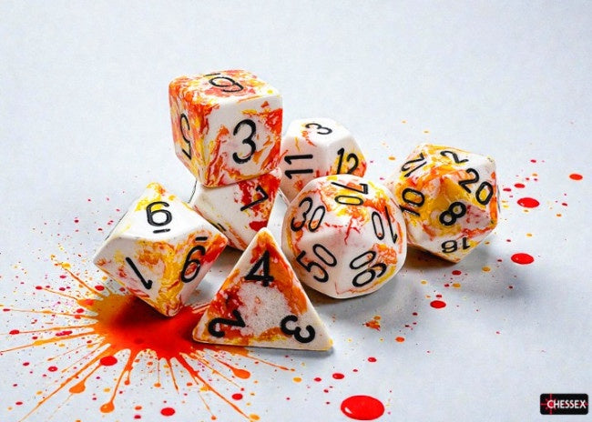 Chessex: Brush Polyhedral Sunrise/Black 7-Die Set