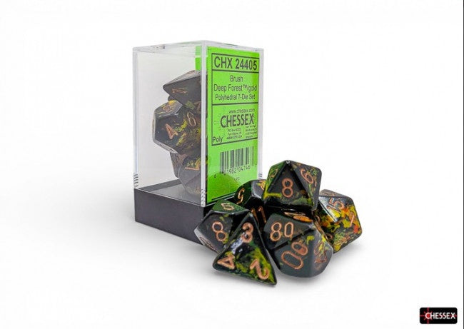 Chessex: Brush Polyhedral Deep Forest/Gold 7-Die Set