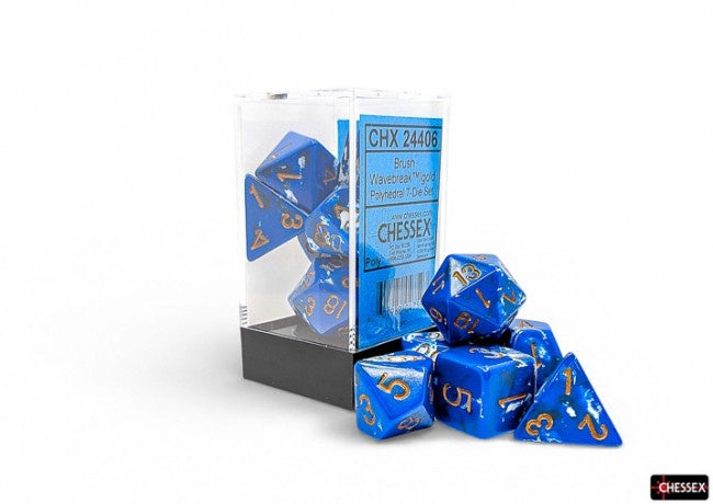 Chessex: Brush Polyhedral Wavebreak/Gold 7-Die Set