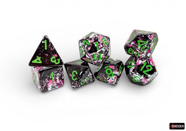Chessex: Brush Polyhedral Paintball/Green 7-Die Set