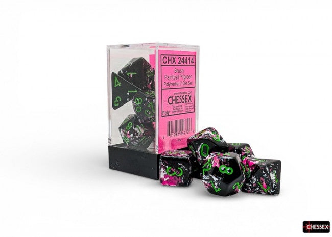 Chessex: Brush Polyhedral Paintball/Green 7-Die Set