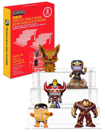 EVORETRO Acrylic Display Risers for Funko Pops and Action Figures - RS9  shelve Inch  2-Pack